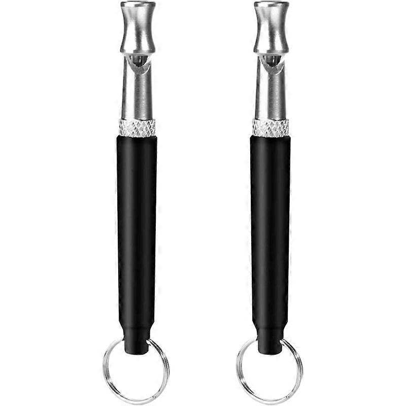 Dog Whistle, 2 Professional Ultrasonic Whistles, High Frequency Silent, Long Range Anti Barking Dog Whistle Black