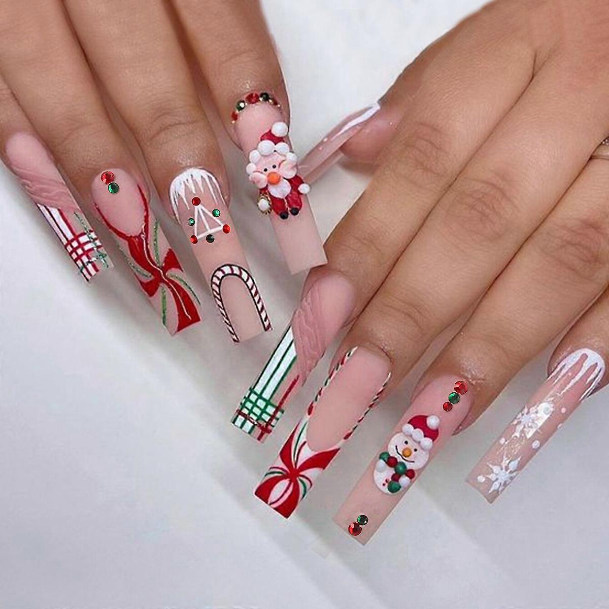 Fake Nails Snowflake Santa Claus wearing armor