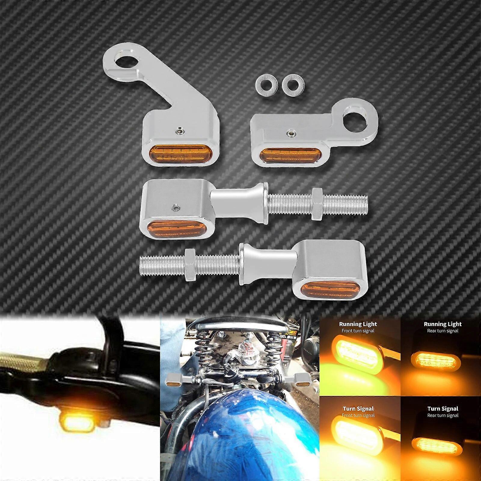 Redkid Motorcycle LED Mini Turn Signal Indicators Light E Mark Front Rear Blinker Lamp Set For Harle