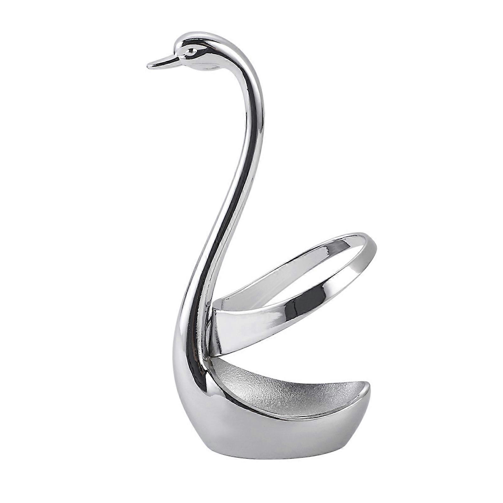Stainless Steel Mini Fruit Forks Spoons with Non-Slip Handle Food-Grade Swan Storage Rack for Kids Desserts Snacks Parties Weddings