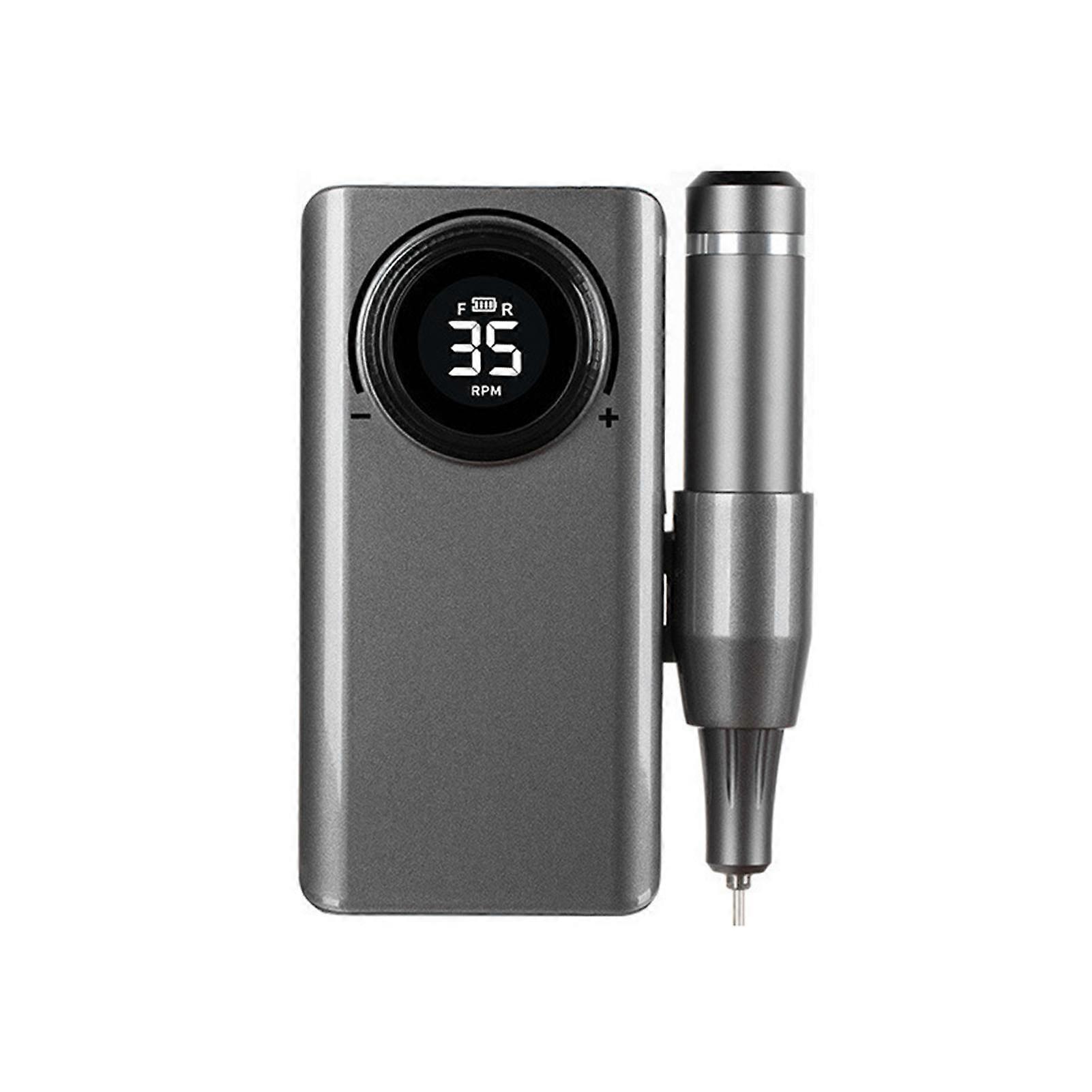 Nail Drill Kit Portable LCD Display Electric Multifunctional Nail File Drill Power Bank for Polishing Gray