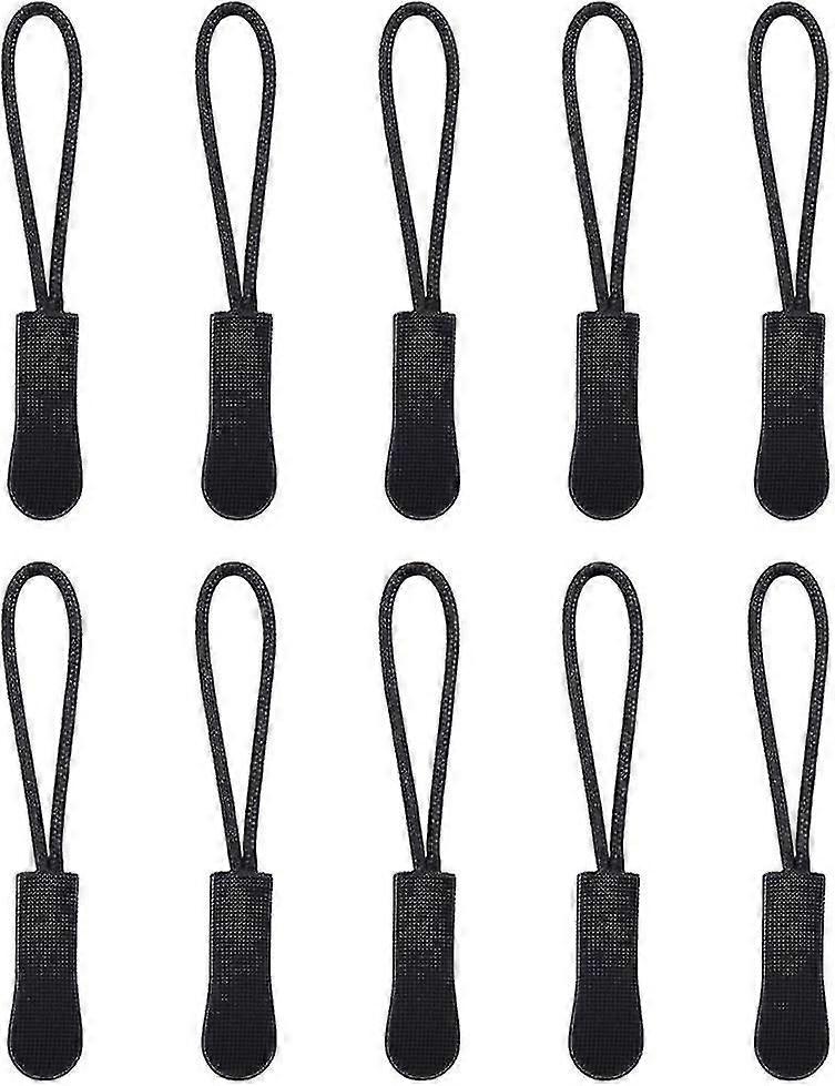 10 Pcs Of Zipper Pull, Zipper Label, Rope Pull Zipper Extension(black),detachable Pull Cord