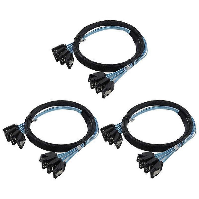 3X Cable Sata Cable High Speed 6Gbps 4 Ports/Set High Quality for Server 0.5 Meter