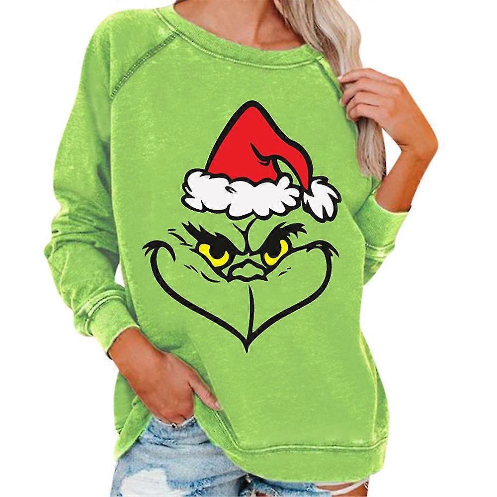نساء عيد الميلاد و Grinch المطبوعة سويت شيرت عارضة قمم بلوفر