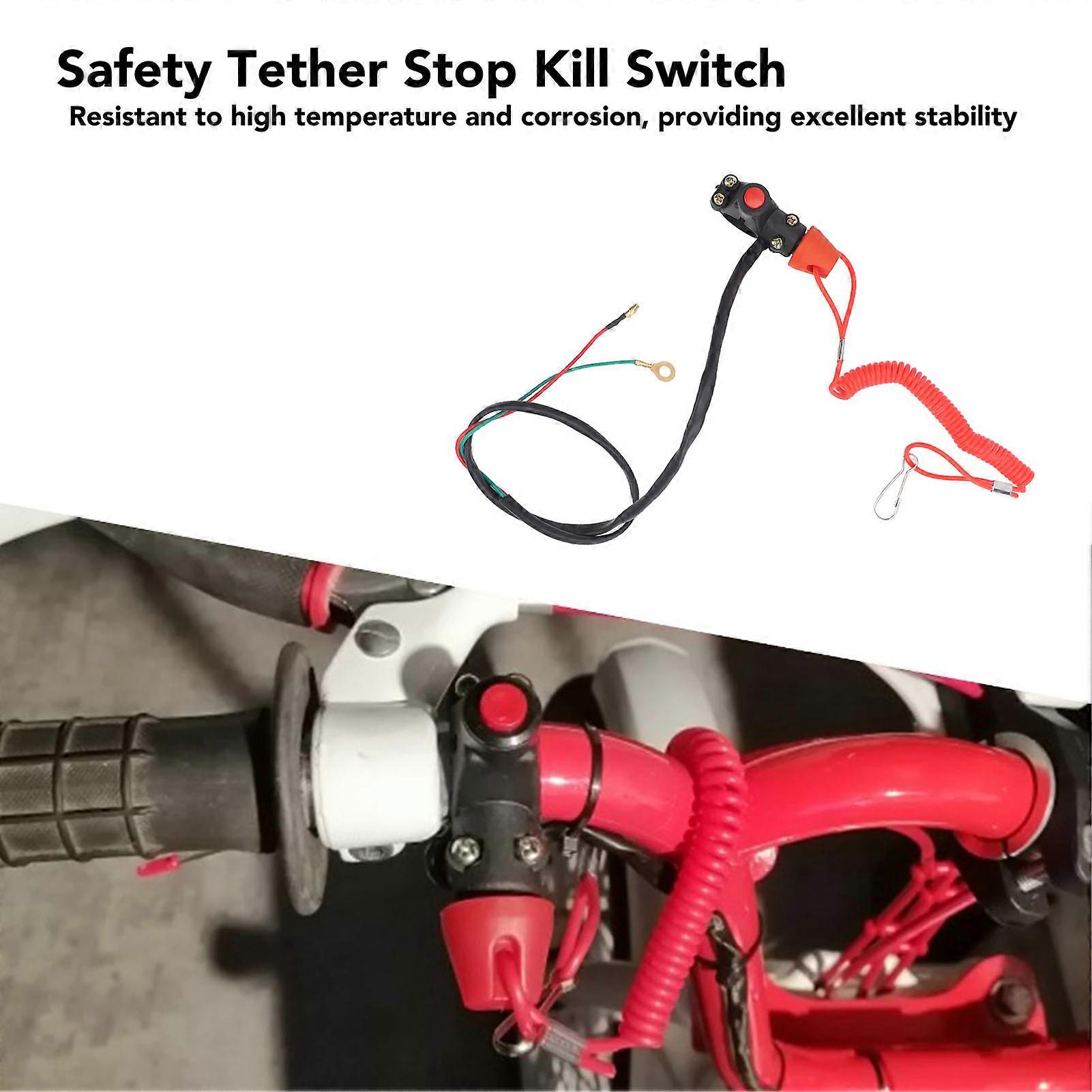 22mm 7/8in Safety Tether Kill Stop Switch for Motorcycle ATV Off Road Vehicles with Tether Lanyard Cord