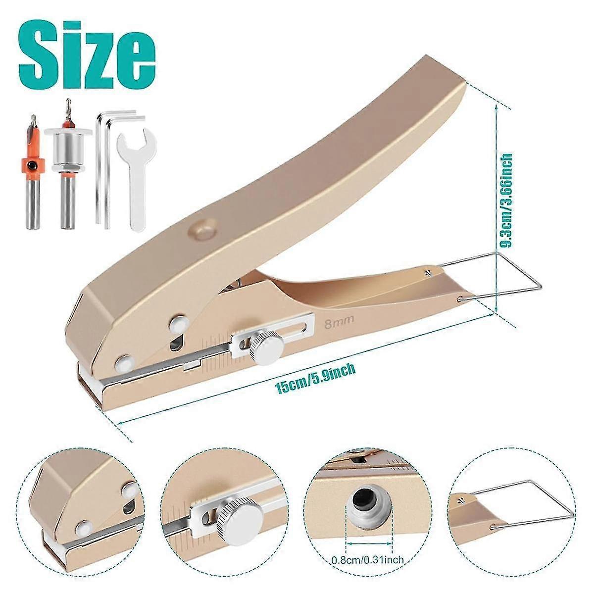 Single Hole Punch 10mm Heavy Duty Hole Puncher Edge Banding Punching Plier with Scale for Paper Car