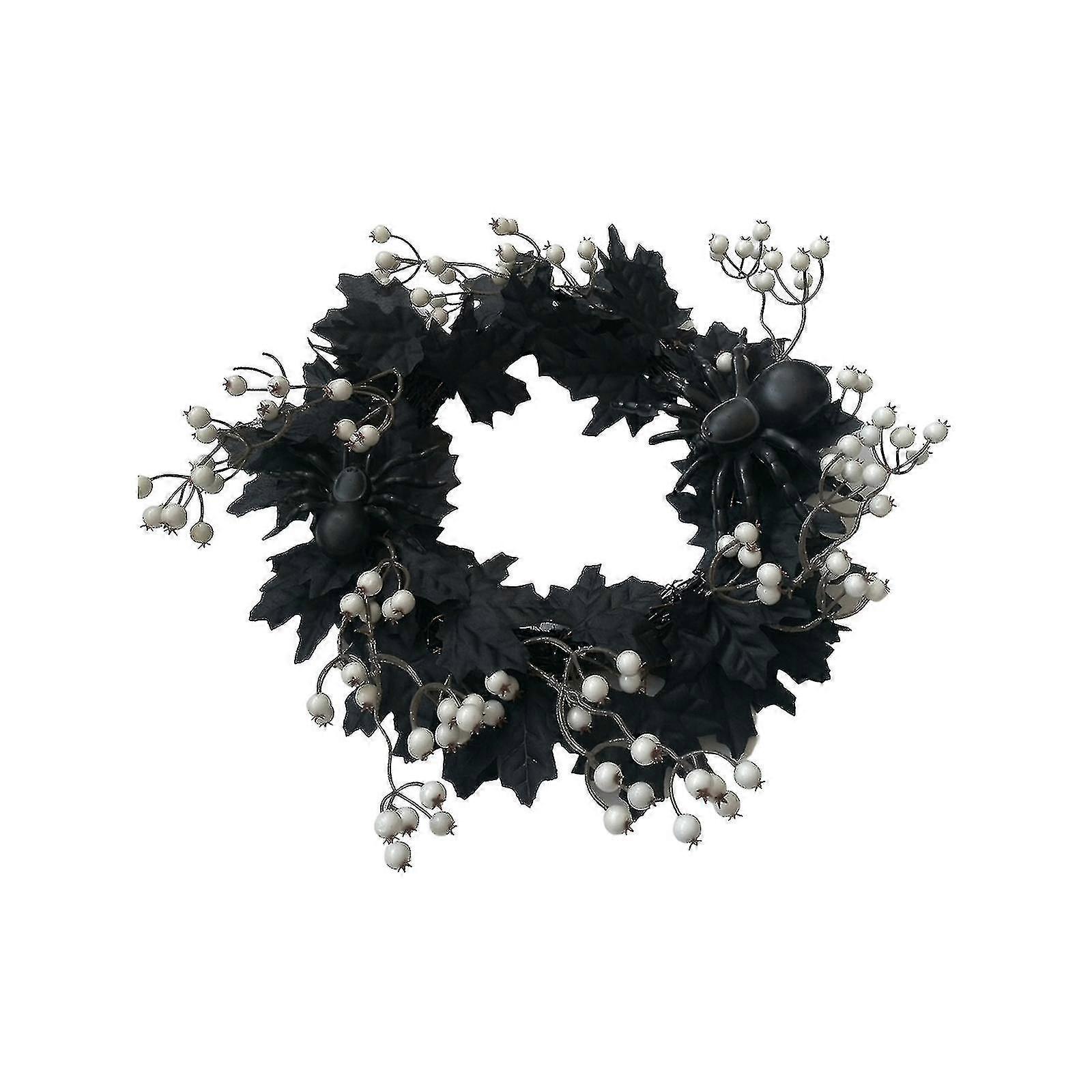 إكليل تقليد الهالوين إكليل التوت القيقب الأسود معلق أمام الباب خلف الباب زخرفة على باب الهالوين 15 * 15 بوصة