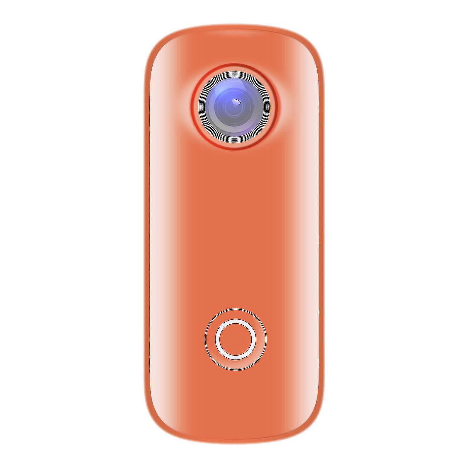 Action Camera With Waterproof Back Cover And Orange Lanyard