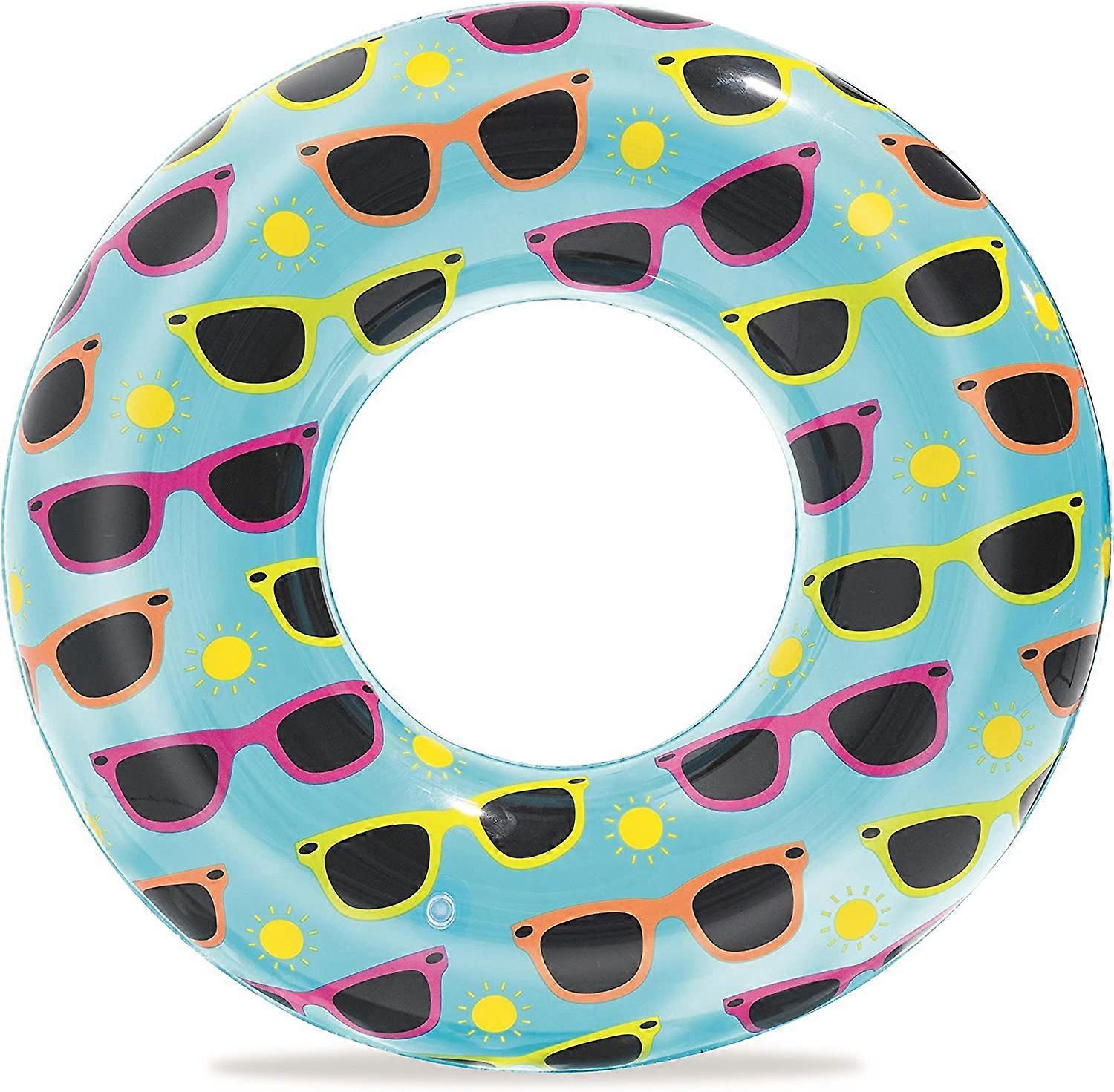 Inflatable Designer Rubber Swim Ring Float, 30 Inch (Multi-Colour) (1pc)