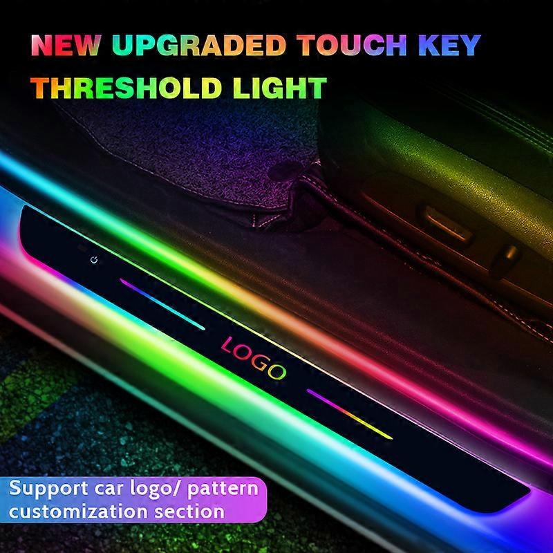 [Customized] Car door illuminated sill light logo Projector lamp USB Power Moving LED Welcome Pedal Car Scuff Plate  Pedal light