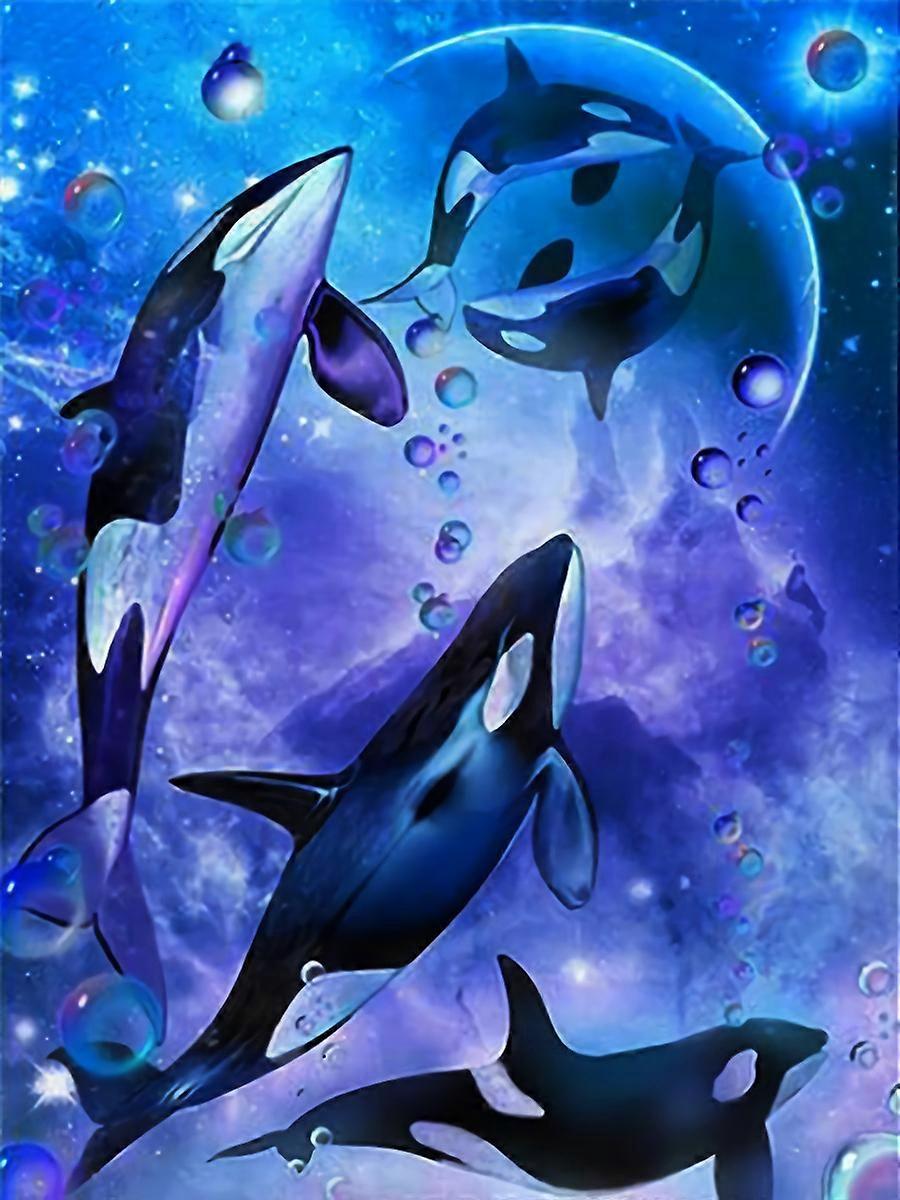 Βαμμένο 30*40cmure 5D Diamond Full Diamond Cross Stitch (15)Dolphin Diamond Painting