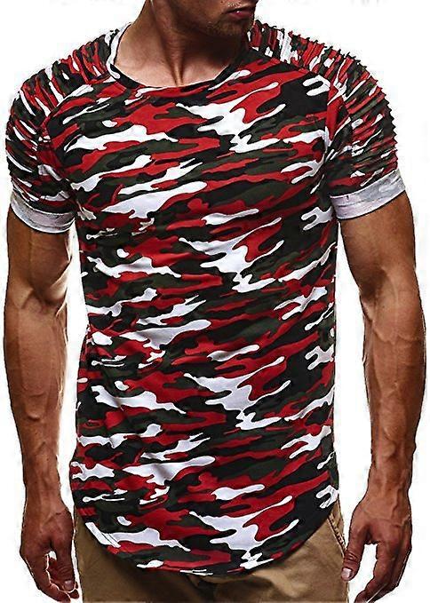جديد رجالي التمويه عارضة التدريب الرياضي قصيرة الأكمام تي شيرت للرجال تدريب كم قصير