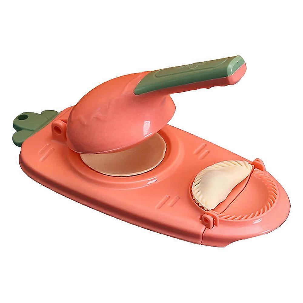 2 In 1 Dumpling Maker, Multifunction Dumpling Mold Set, Dumplings Skin Artifact Diy Tool, Manual Empanadas Press Maker Orange-Red