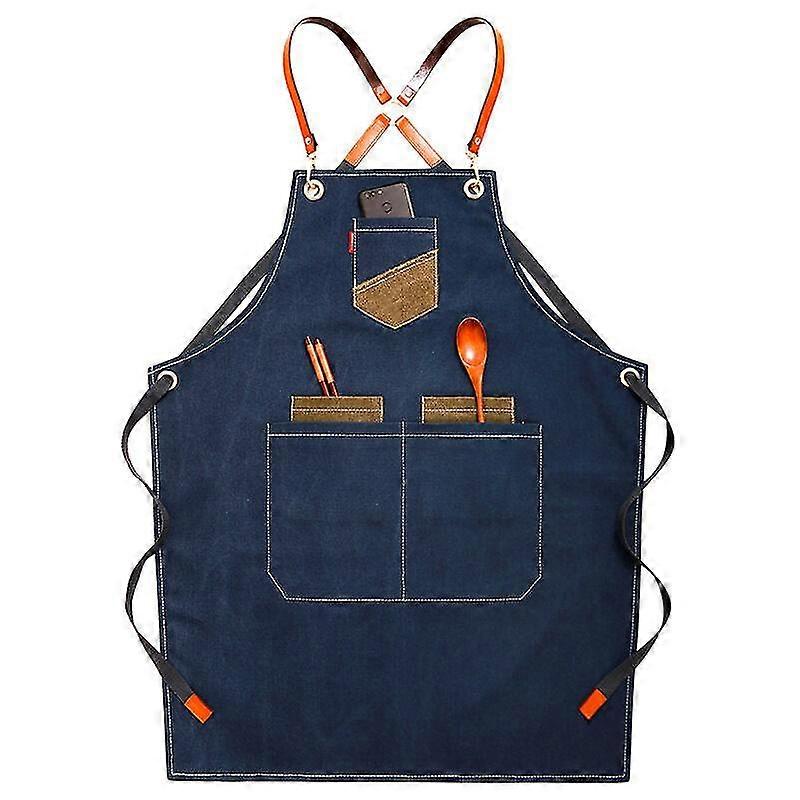 Grembiule Cucina Cowboy Caffetteria Latte Tea Shop Panetteria Barbiere Manicure Abiti da lavoro per uomini e donne (blu, 7856 cm)