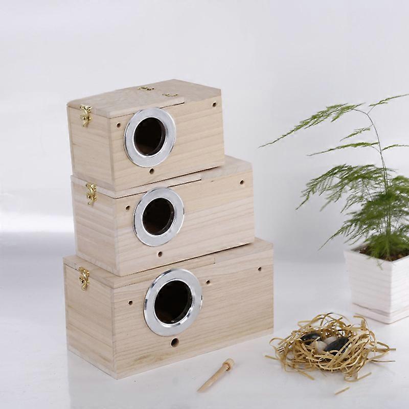 Wooden Birds House, Wooden Bird Box with Clear Window, Bird Nest Feeding1pc