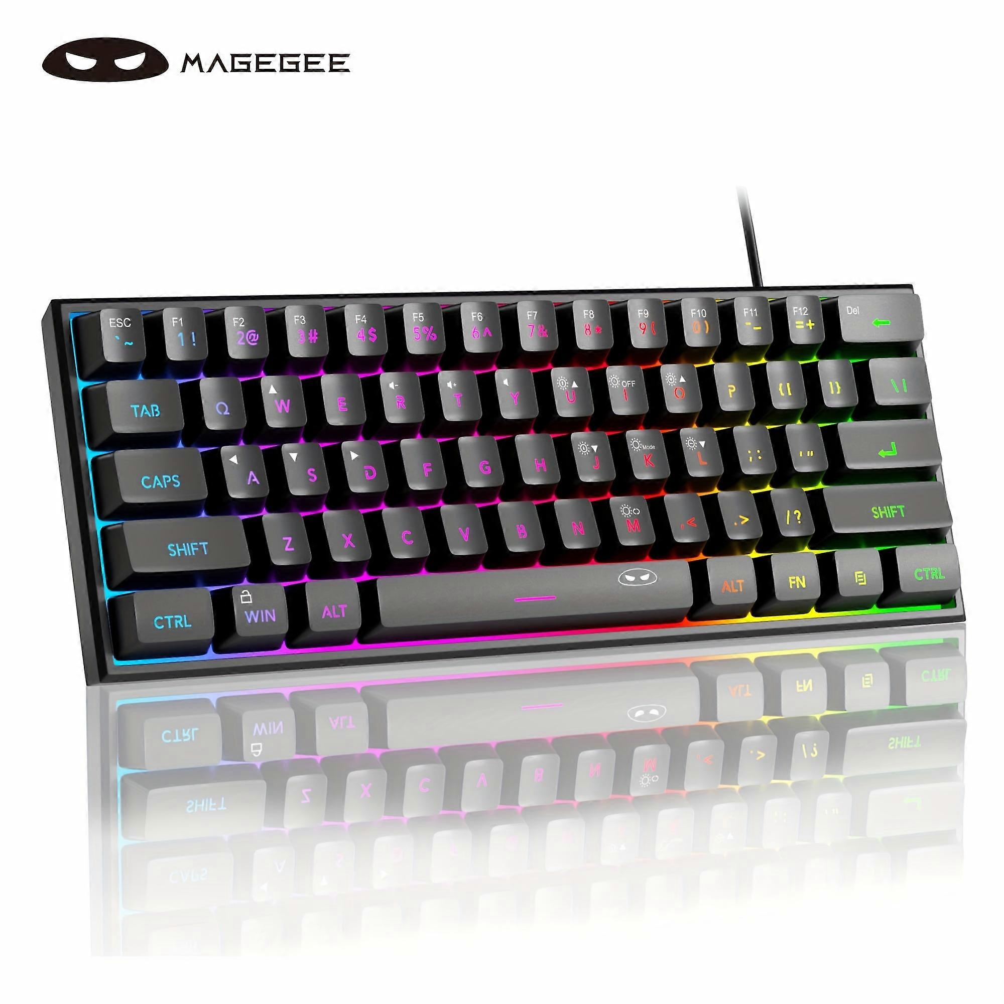 MageGee TS91 Mini 60% Gaming/Office Keyboard, Waterproof Keycap Type Wired RGB Backlit Compact Computer Keyboard For Windows/Mac/Laptop