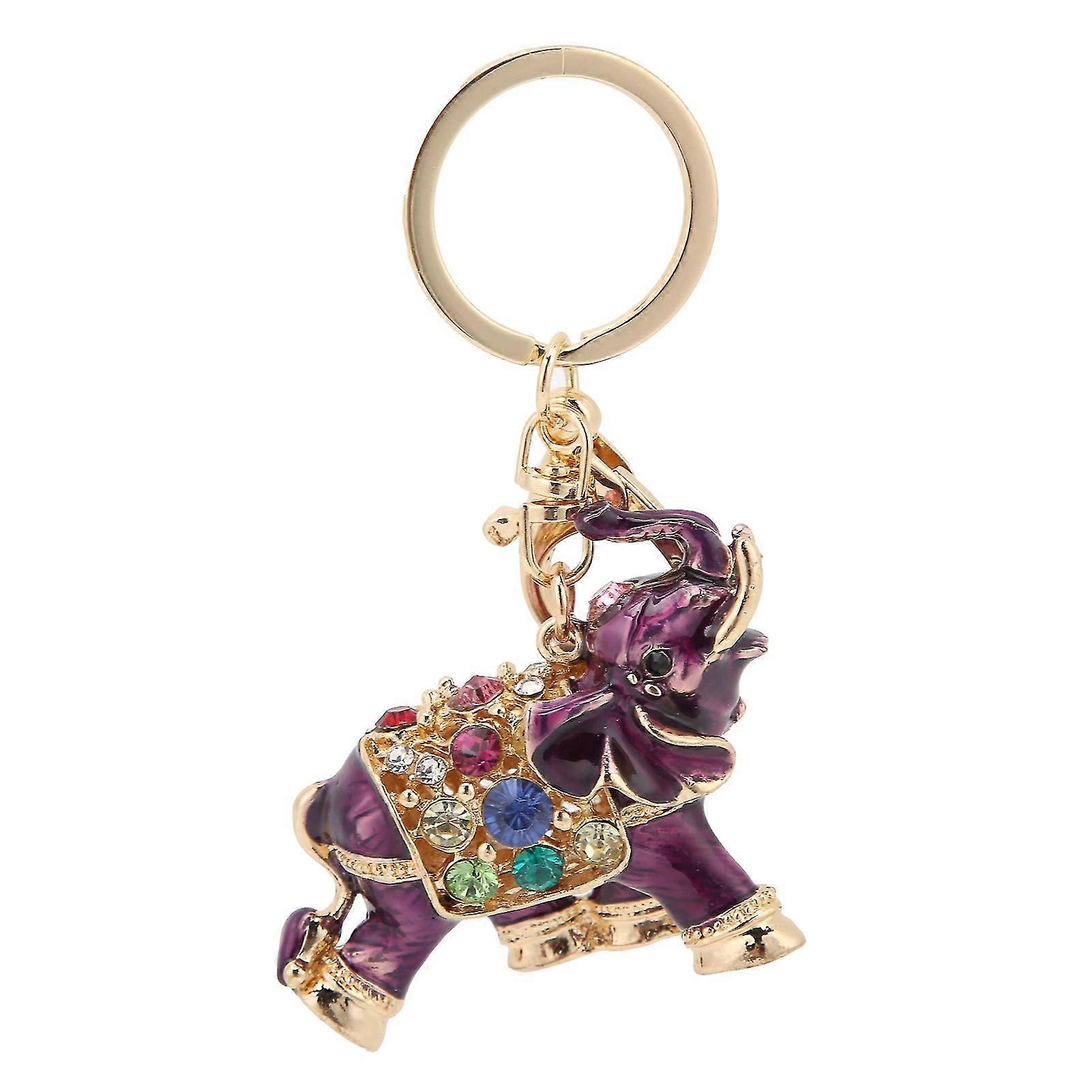 Purple Rhinestone-Encrusted Elephant Car Bag Pendant - Exquisite Gift for Girls' Birthday
