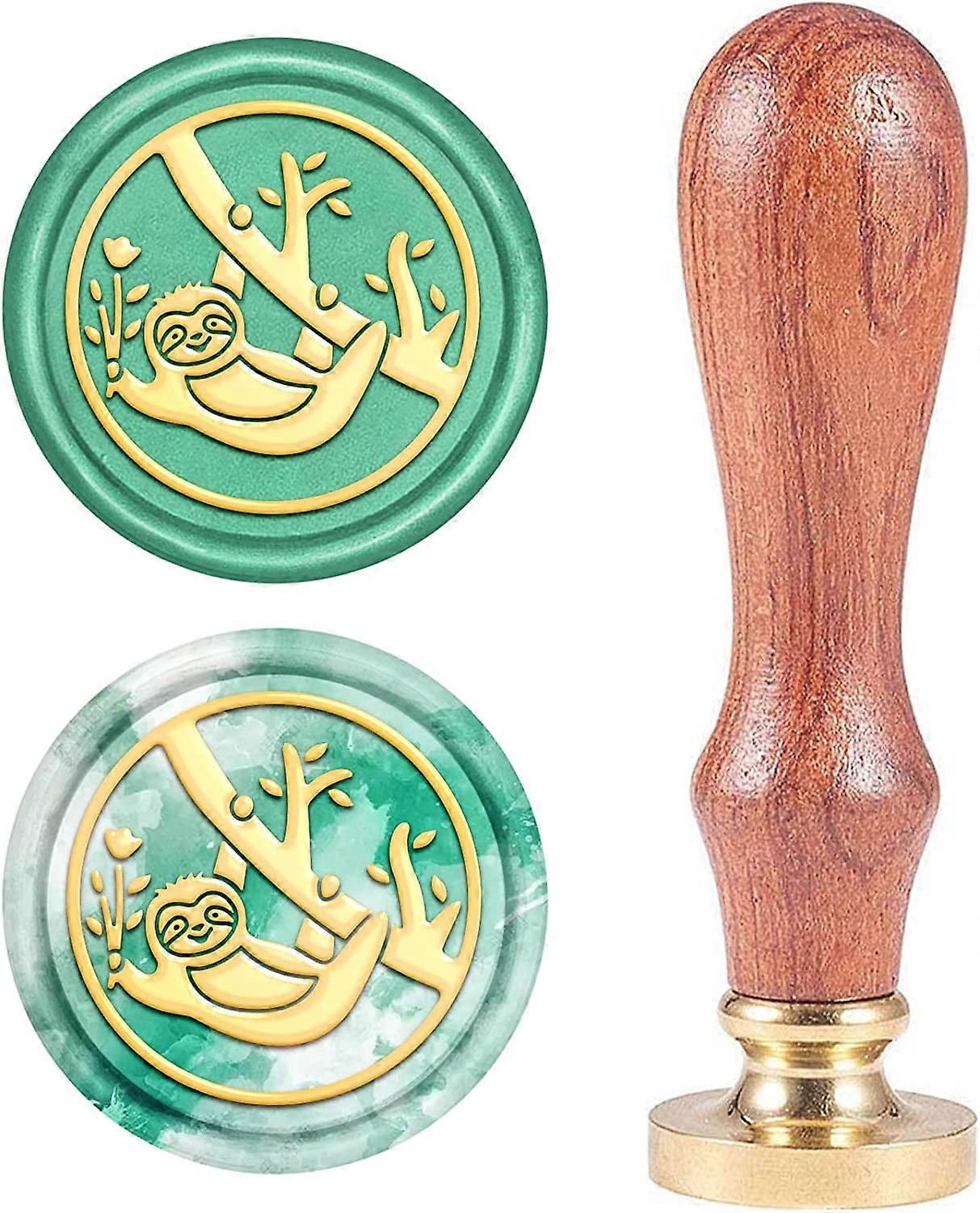 Wax Seal Stamp Sloth Retro Sealing Wax Stamp Animal Pattern with 25mm Removable Brass Head Wooden Handle for Envelope Card Package Decoration