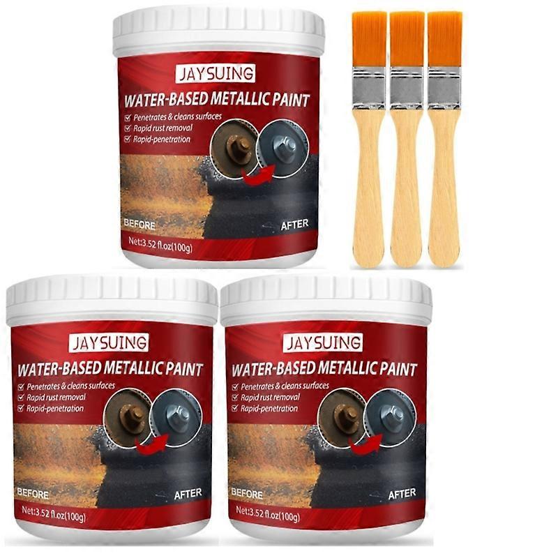 3Pcs Car Rust-free Primer Water-Based Metal Rust Remover Metallic Paint 300ml Auto Anti-rust Paste Multi-purpose Rust Iron