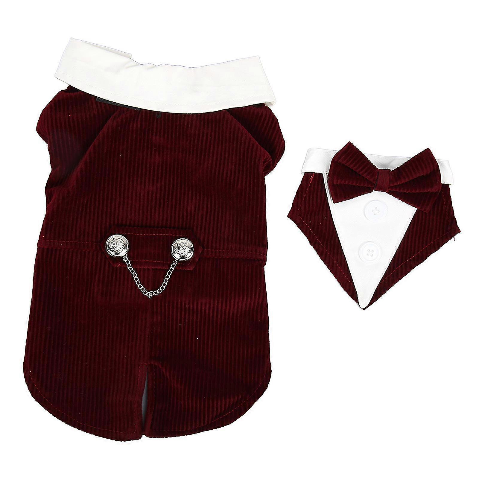 Elegant Jujube Red Pet Wedding Tuxedo Suit - Stylish Decorative Dog Formal Attire for Wedding Party (Size L)