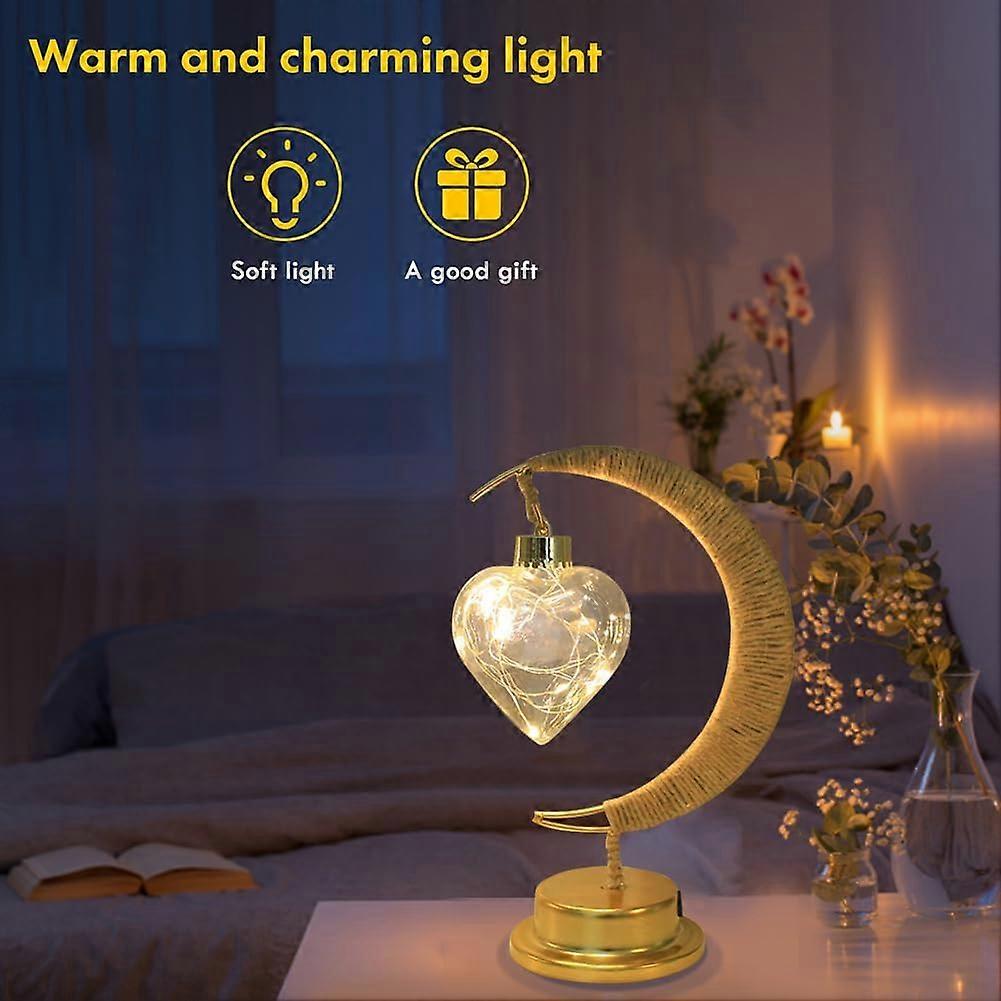 LED Moon Lamp Ramadan Lights Decorations, Eid Mubarak Table Lamp with ...