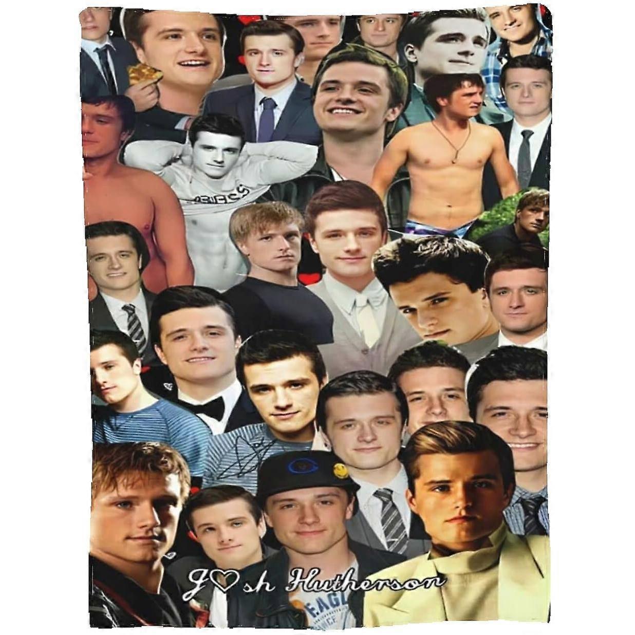 Josh Hutcherson Collage Blanket, Lightweight & Warm, Ultra-Soft & Comfy Flannel Blanket, Microfiber Blanket, Anti-Pilling Plush Blanket for Couch, Bed