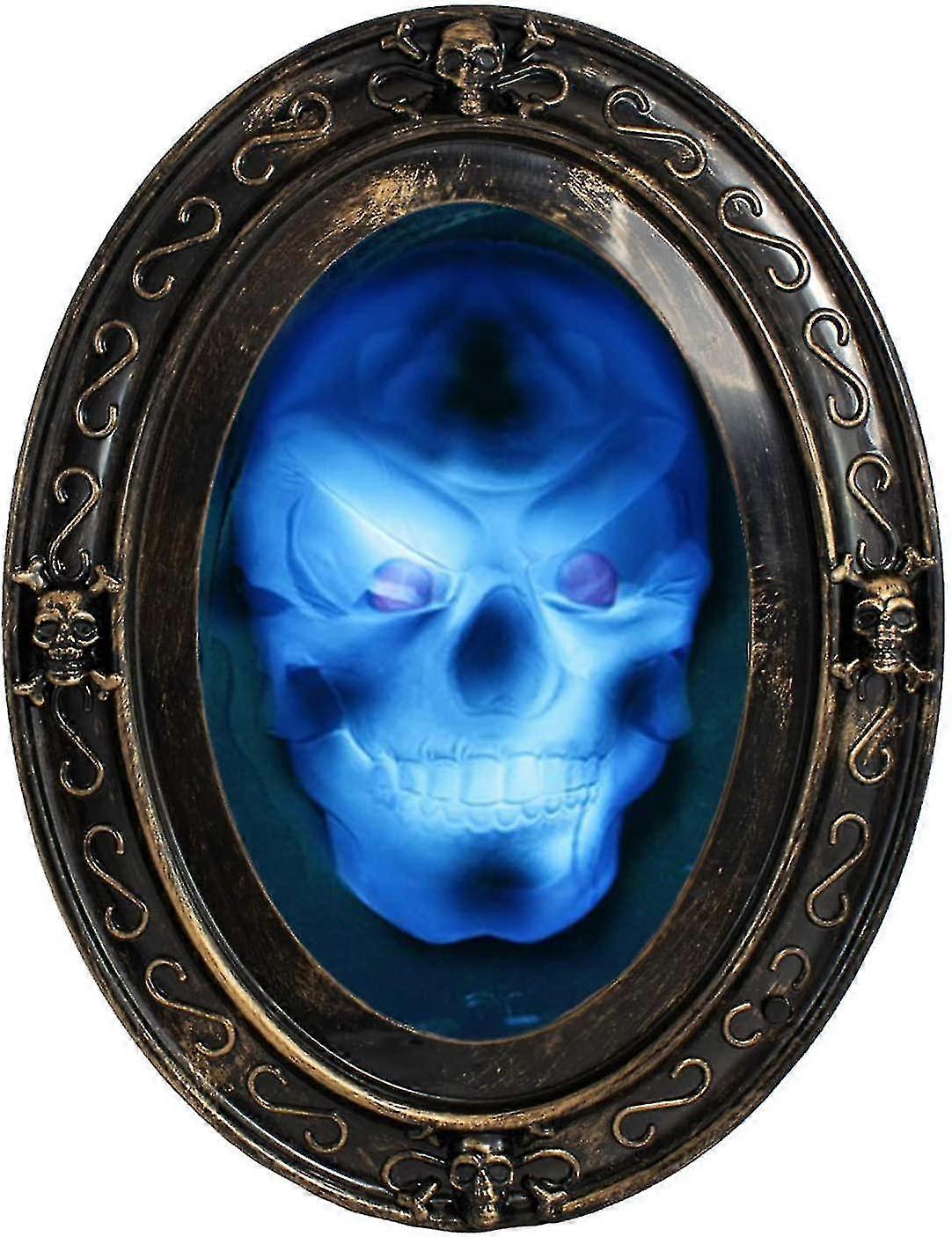 Black And Gold Talking Mirror Halloween Oval Mirror With Spooky Image