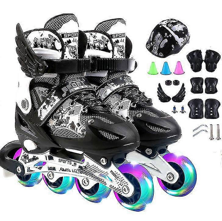 Patins à roues alignées réglables pour enfants et adultes avec des roues pleines et lumineuses, patins à roulettes extérieurs
