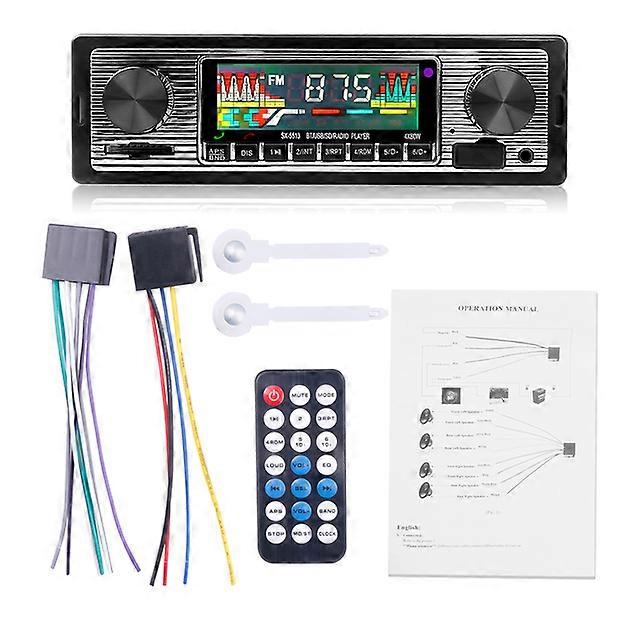Auto Car Radio Bluetooth Vintage Wireless Multimedia MP3 Player AUX USB 2.0 FM Play Retro Stereo Audio Player Remote Control