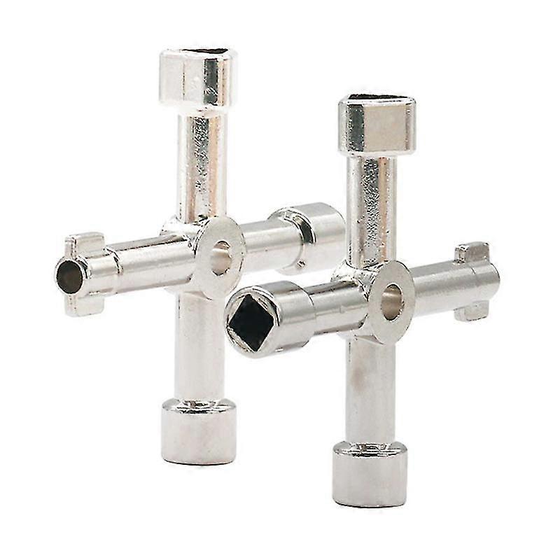 New Multi-Function Electric Control Cabinet Triangular Key Wrench Elevator Train Door Water Meter Valve Square Hole Key, Silver, 71mm