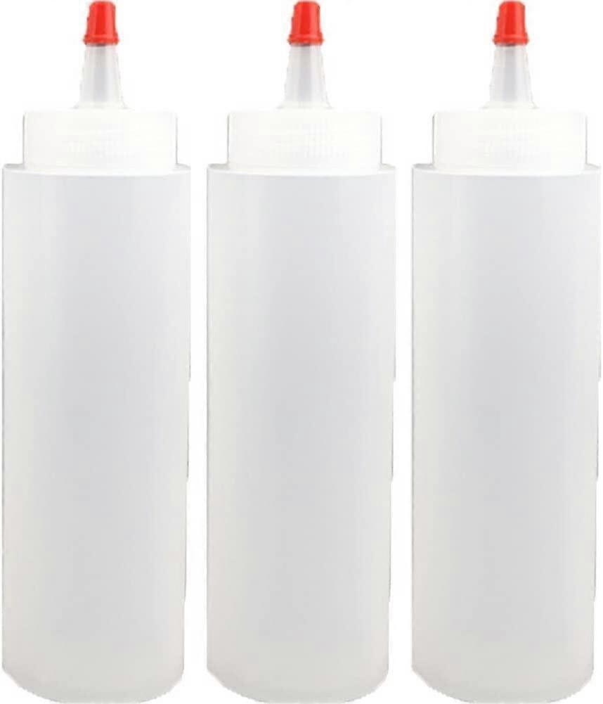 3pcs Plastic Squeeze Bottles with Caps Squeezy Dispenser Condiment Bottles for Drip Cake Sauce Seasoning Salad Dressing