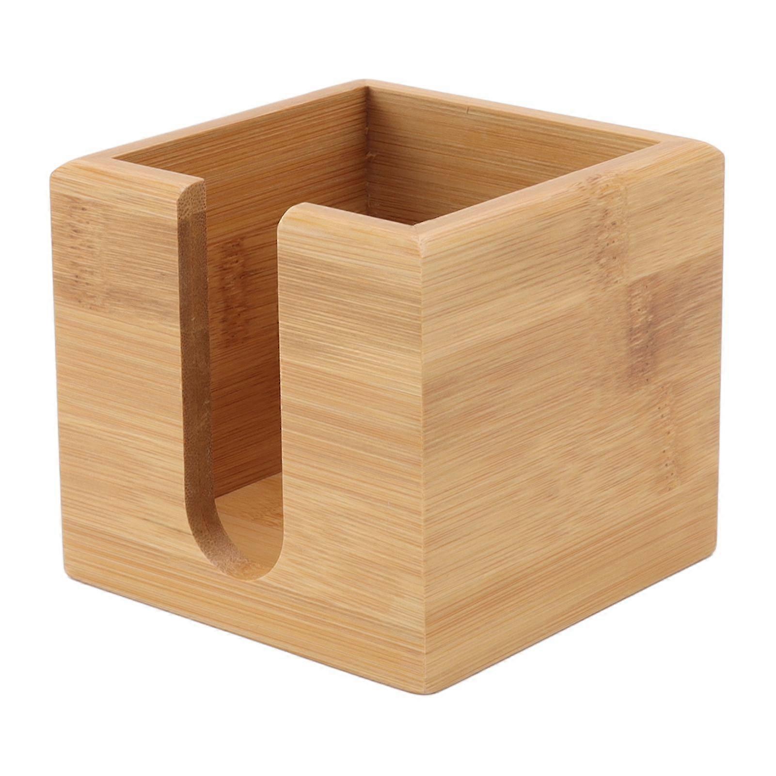 Tissue Box Bamboo Wood Textured Rectangular Paper Storage Organization Compatible For Kitchen Office