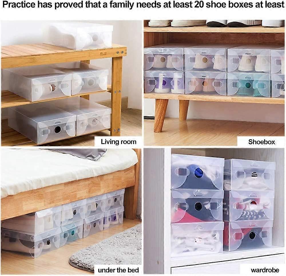 20 Pack Shoe Boxes Stackable Shoe Storage Boxes Clear Plastic Shoe ...