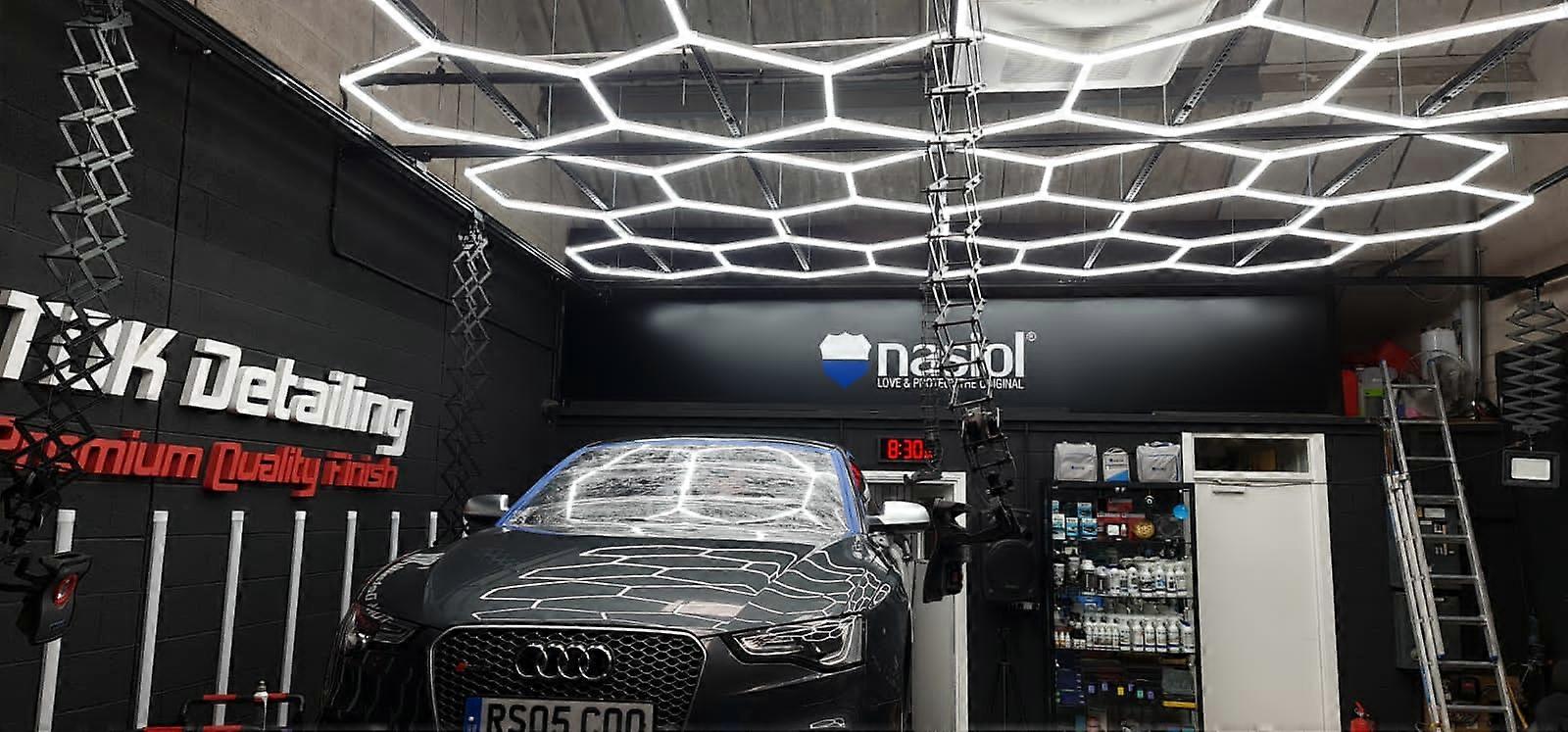 5*8M Customized Hexagrid Garage Led Lighting for Detailing Auto Car Repair Workshop