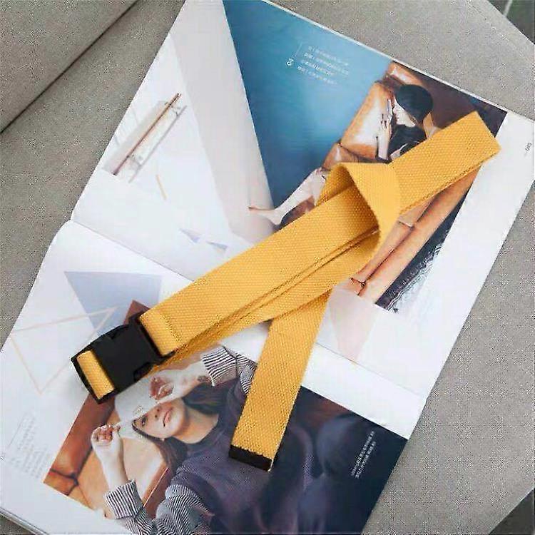 Adults Adjustable All-Match Belt Unisex Korean Style Canvas Belts Vintage Plastic Buckle Elastic Solid Color Long Waistband