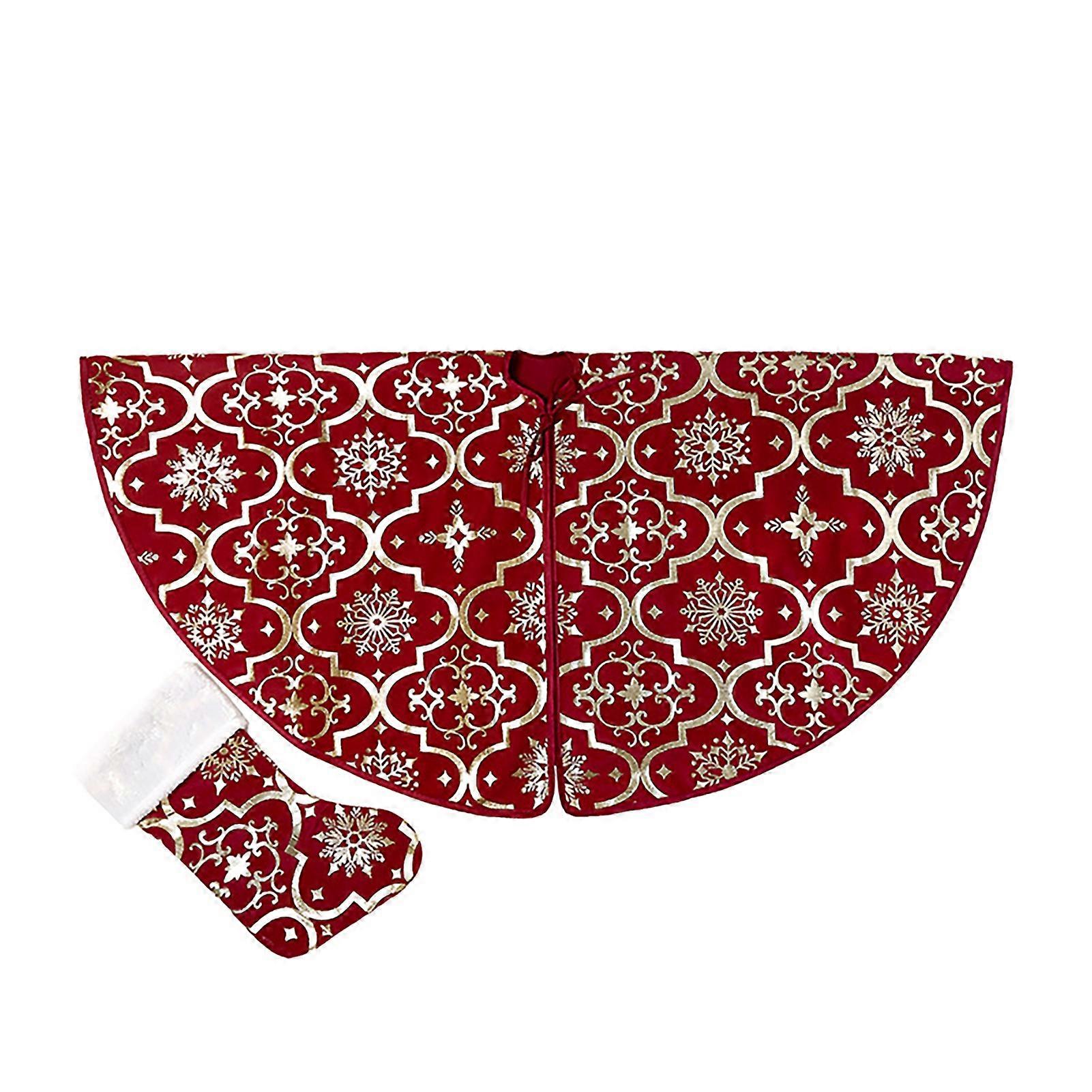 MengXi 1 Set Christmas Style Tree Skirt Eye-catching Polyester Beautiful Snowflake Pattern Tree Carpet for Home