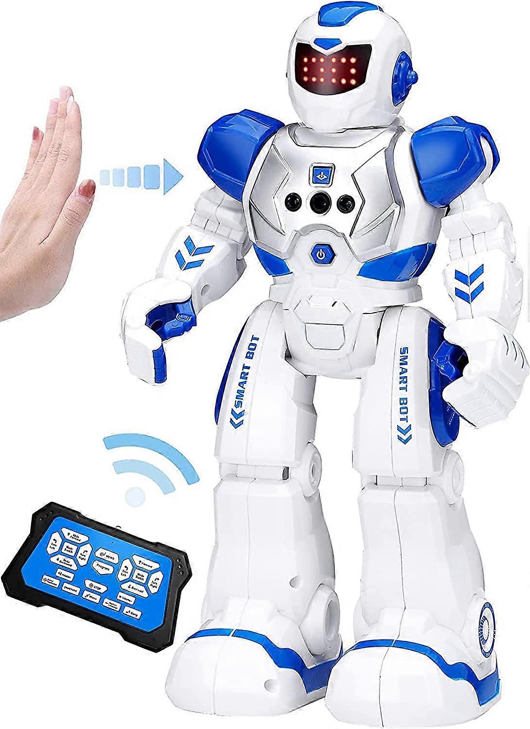 Robots Toy, RC Gesture Sensing Toy, Interactive Walking Singing Dancing Robot Birthday Gift Presents -Blue