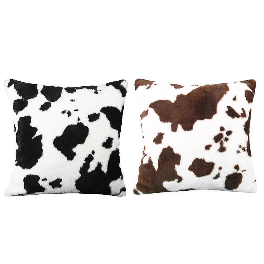 2pcs Cow Pattern Pillowcase Throw Pillow Cover Plush Pillowslip No Pillow Core