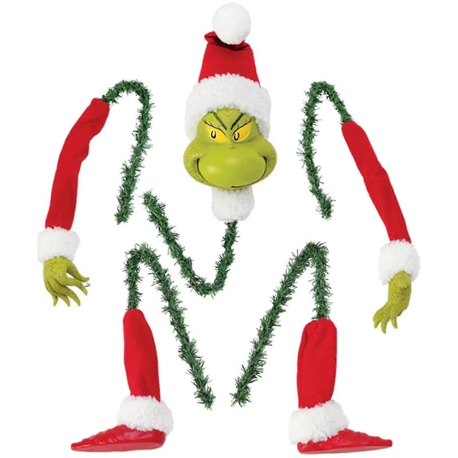Grinch Weihnachtsbaum Dekoration Elf Kopf, Arme und Beine für Weihnachtsbaum, gestohlen Weihnachtselfe Gefüllter Baum Topper Ornamente
