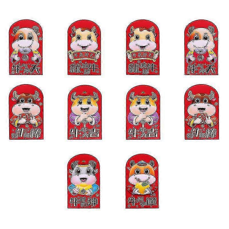 Red Envelope-2 Envelopes 24  New Year Red Envelope Cartoon Cow Zodiac Red