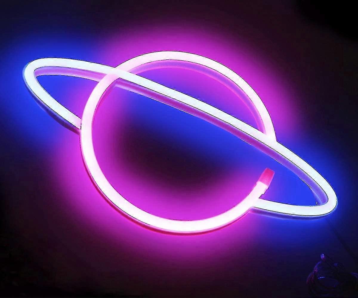 Planet Neon Light With Base Usb/battery Bracket Light