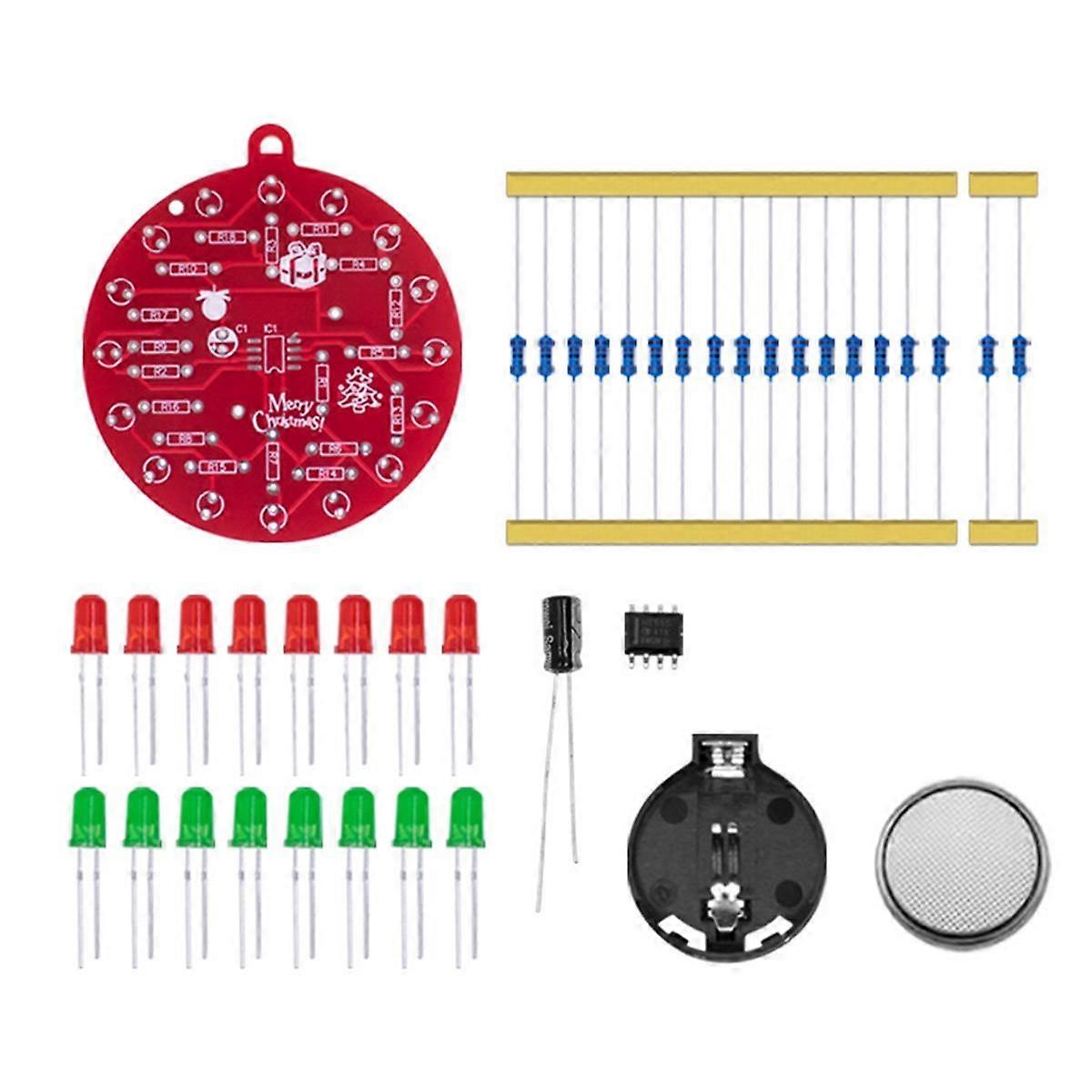 NE555 LED Blinking PCB Soldering DIY Kit Christmas Tree Decoration Red Green Flashing Light Solderi
