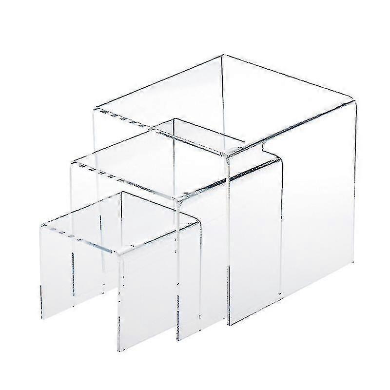Acrylic Display Risers 3 Size Steps Acrylic Display Stand Anti-corrosion Clear Showcase Display Shelf For Figure Collection Jewelry Cup Cake Buffet Hi