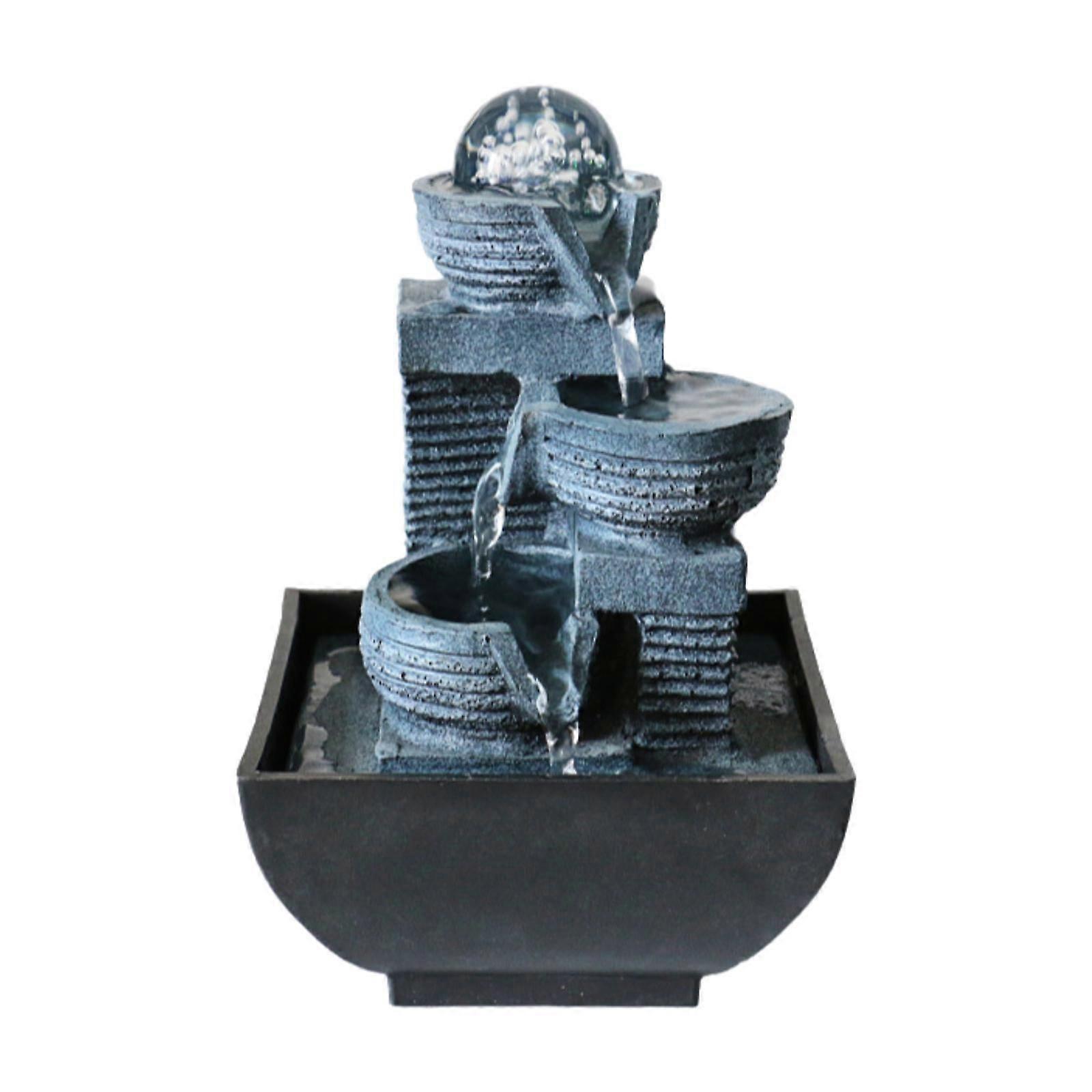 Decorative Tabletop Water Fountain with Scene Light Meditation Yoga Ornament Style A