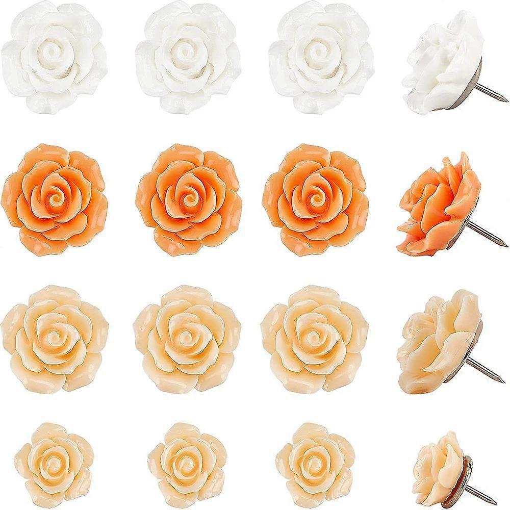 Iron Map Pins Drawing Push Pins with Resin for Photos Wall Maps Bulletin Board or Corkboards Flower Mixed Color 18mm Pin: 1mm 40pcs/box