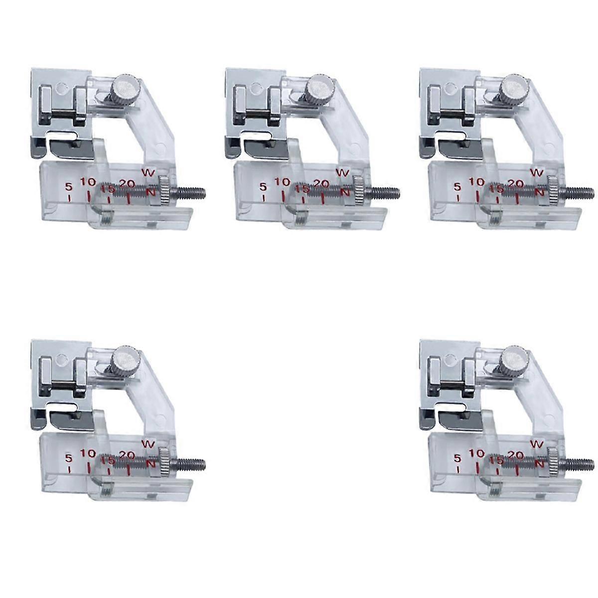 5pcs Adjustable Bias Tape Binding Foot,Range is From 5mm to 20mm, for All Low Shank Snap on Sewing