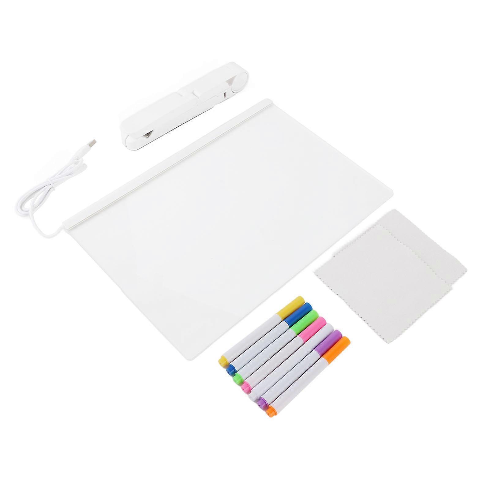 Acrylic Dry Erase Board with Light Clear Desktop Note Memo White Board Notepad Table LED Letter Massage Board with 7 Markers
