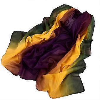 Kvinnor Lady Gradient Färger Chiffong Halsduk Mjuk Solskyddsmedel Strand Wrap Sjal (Lila + Gul + Grön)