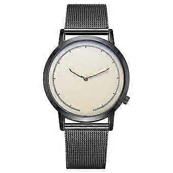 Mode Simple Montre d’affaires Hommes Femmes Bracelet en alliage de quartz Montre-bracelet (noir et blanc)