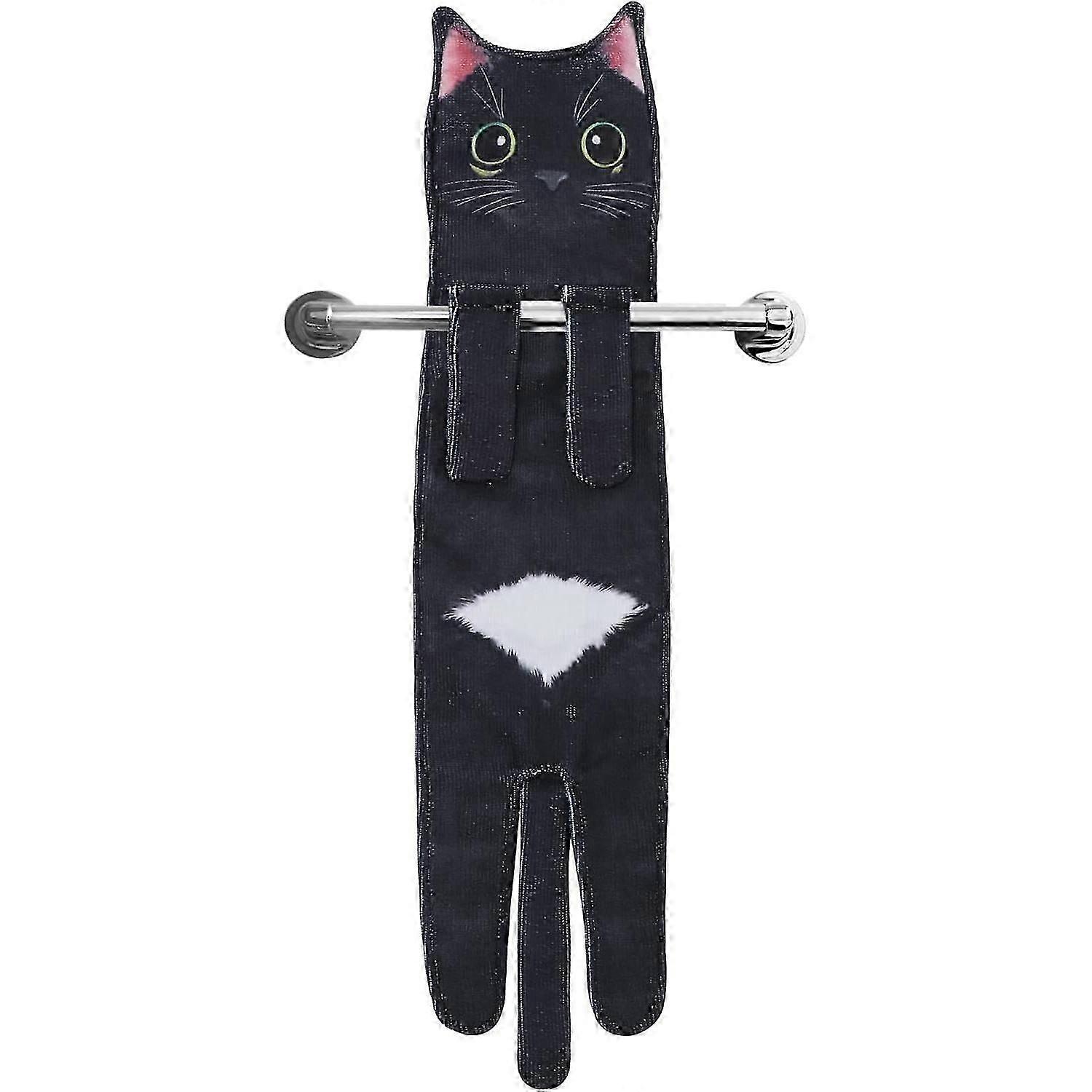 Funny Cat Hand Towel for Kitchen and Bathroom